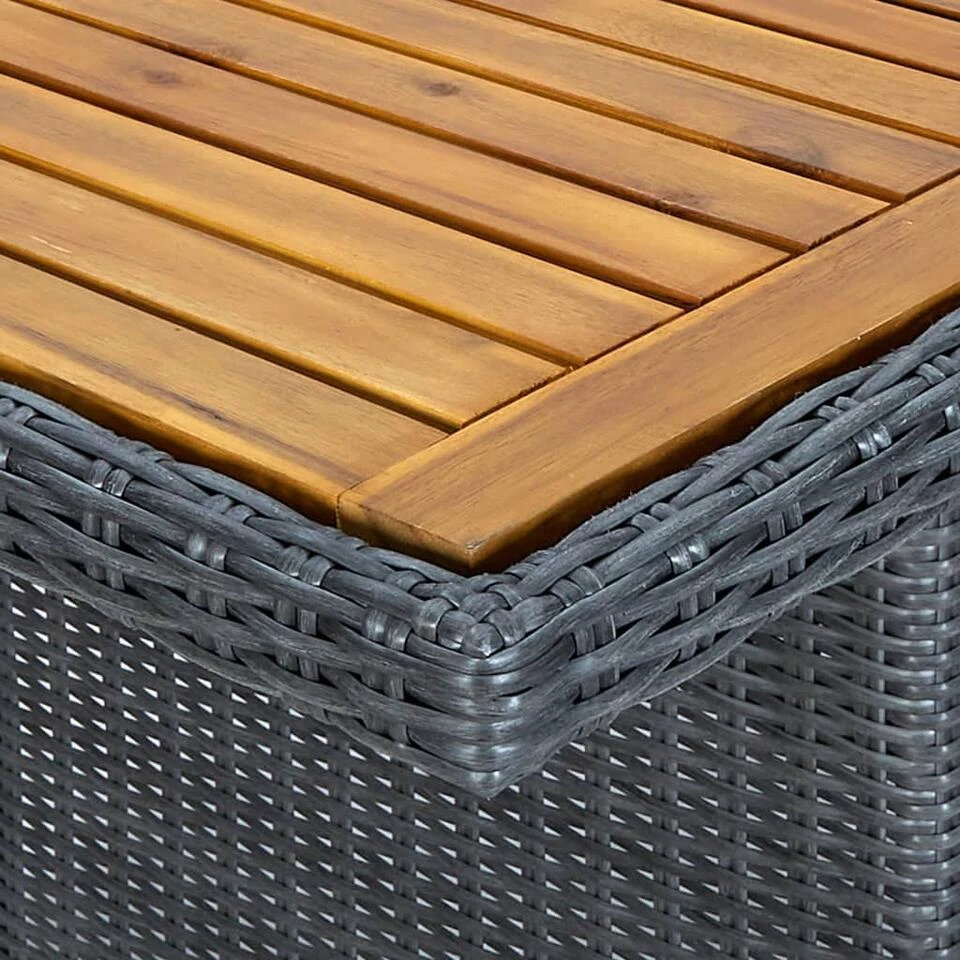 VidaXL Tuintafel Poly Rattan En Massief Acaciahout Donkergrijs 6 VidaXL Tuintafel Poly Rattan En Massief Acaciahout Donkergrijs - Afbeelding 4