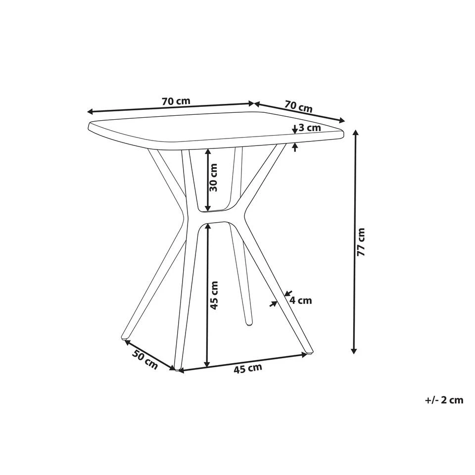 Beliani Tuintafel SERSALE - Wit Synthetisch Materiaal 5 Beliani Tuintafel SERSALE - Wit Synthetisch Materiaal - Afbeelding 3