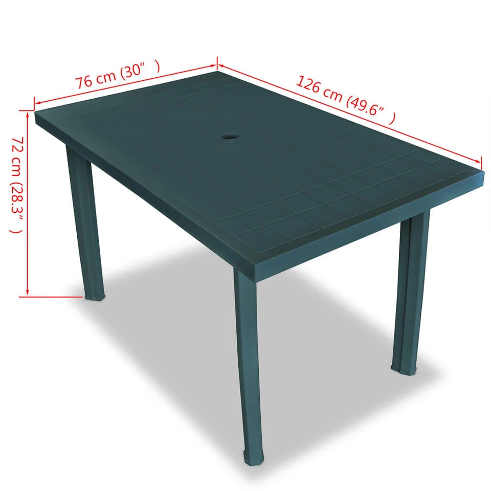 VidaXL Tuintafel 126x76x72 Cm Kunststof Groen 6 VidaXL Tuintafel 126x76x72 Cm Kunststof Groen - Afbeelding 4