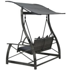 VidaXL Schommelbank 3-zits Met Dak Poly Rattan Grijs -Tuinmeubels Winkel 0bef0fff163145e580834aeca8bb3639
