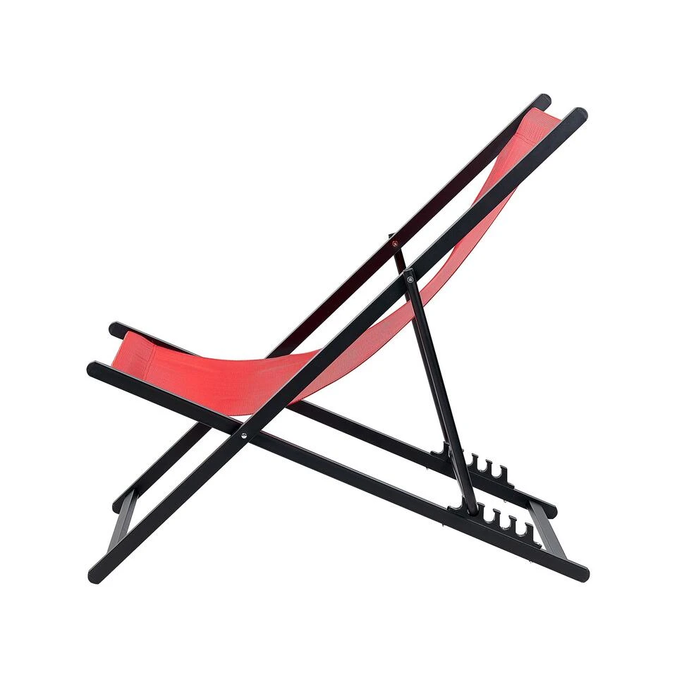 Beliani Tuinligstoel LOCRI II - Rood Synthetisch Materiaal, Aluminium 6 Beliani Tuinligstoel LOCRI II - Rood Synthetisch Materiaal, Aluminium - Afbeelding 4