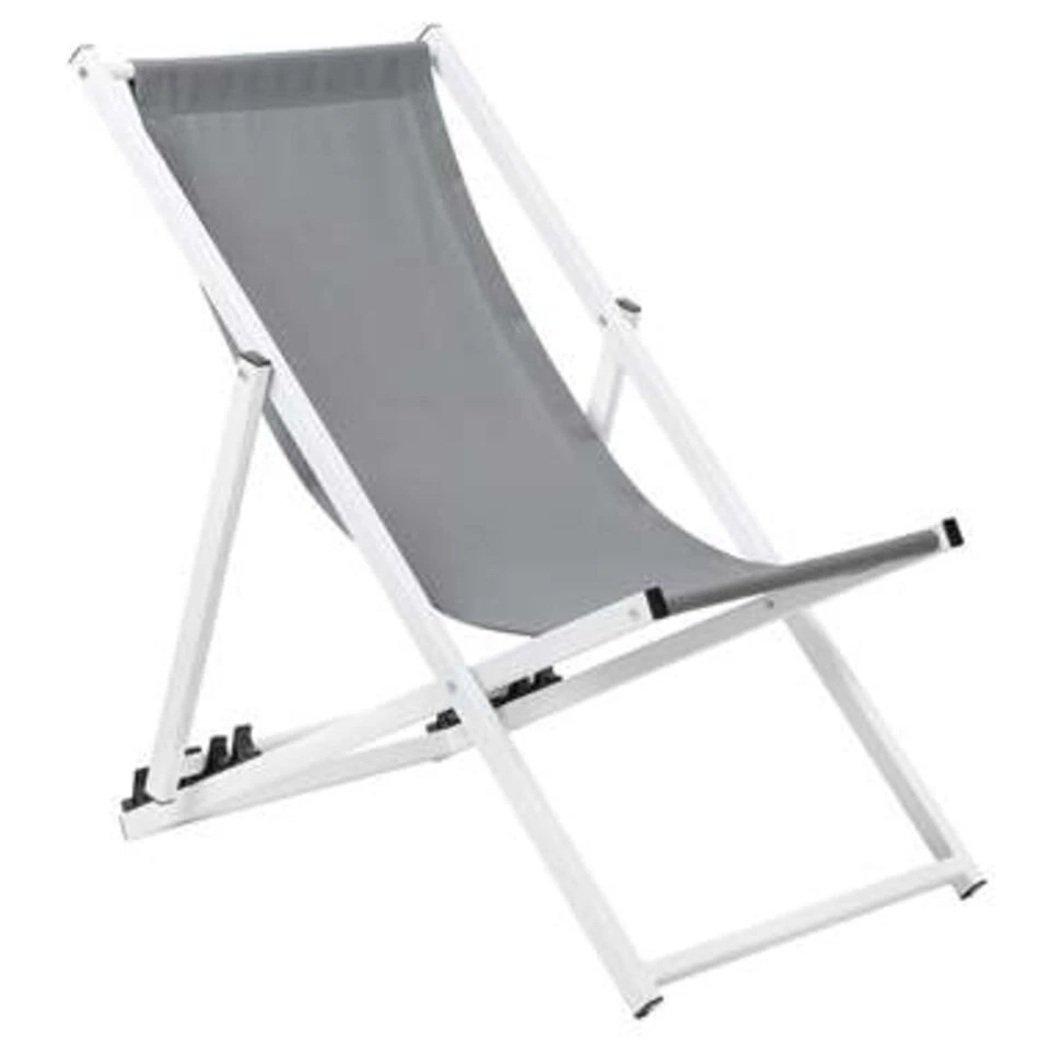Beliani Tuinligstoel LOCRI - Grijs Polyester, Aluminium 3 Beliani Tuinligstoel LOCRI - Grijs Polyester, Aluminium