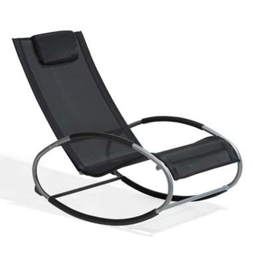 Beliani Tuinligstoel CAMPO - Zwart Polyester, Pvc 3 Beliani Tuinligstoel CAMPO - Zwart Polyester, Pvc