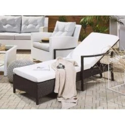 Beliani Tuinligstoel VASTO - Bruin Pe Rotan -Tuinmeubels Winkel 1000000616 0103