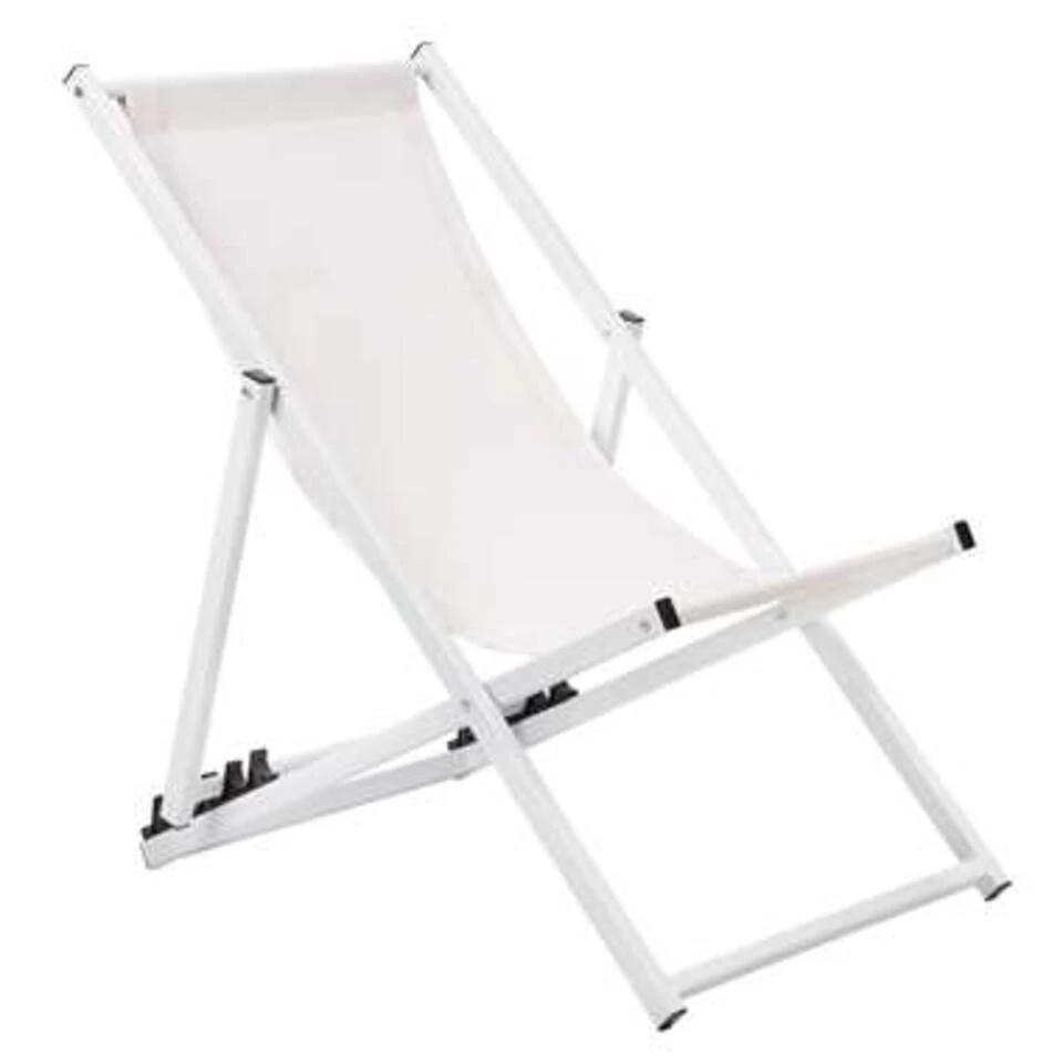 Beliani Tuinligstoel LOCRI - Wit Polyester, Aluminium 3 Beliani Tuinligstoel LOCRI - Wit Polyester, Aluminium