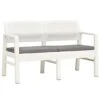 VidaXL Tuinbank 2-zits Met Kussens 120 Cm Kunststof Wit 1 VidaXL Tuinbank 2-zits Met Kussens 120 Cm Kunststof Wit -Tuinmeubels Winkel 1000003168