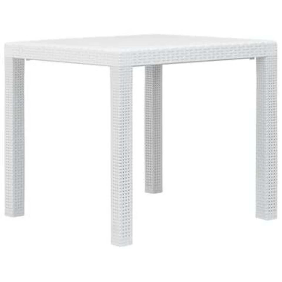 VidaXL Tuintafel 79x79x72 Cm Rattan-look Kunststof Wit 3 VidaXL Tuintafel 79x79x72 Cm Rattan-look Kunststof Wit