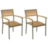 VidaXL Tuinstoelen Stapelbaar 2 St Massief Acaciahout En Staal 2 VidaXL Tuinstoelen Stapelbaar 2 St Massief Acaciahout En Staal -Tuinmeubels Winkel 1000006276