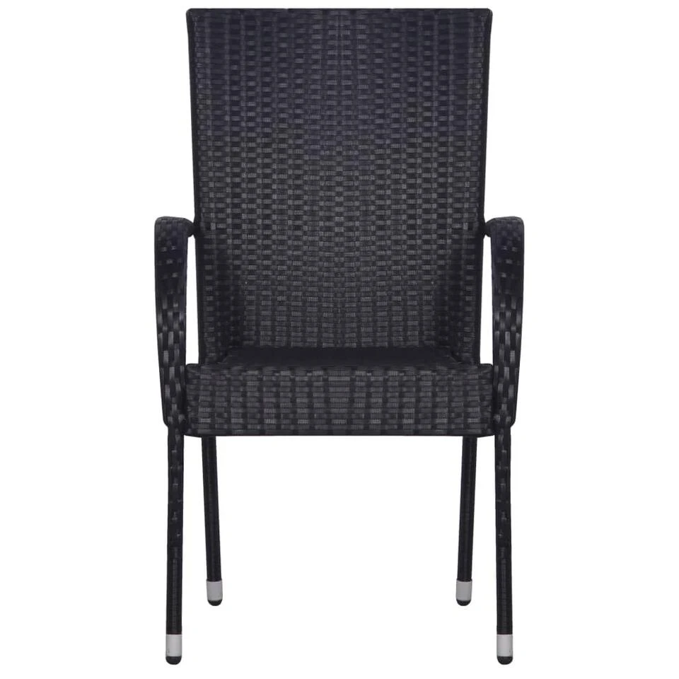 VidaXL Tuinstoelen Stapelbaar 2 St Poly Rattan Zwart 5 VidaXL Tuinstoelen Stapelbaar 2 St Poly Rattan Zwart - Afbeelding 3