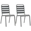 VidaXL Tuinstoelen Stapelbaar 2 St Staal Grijs -Tuinmeubels Winkel 1000006325