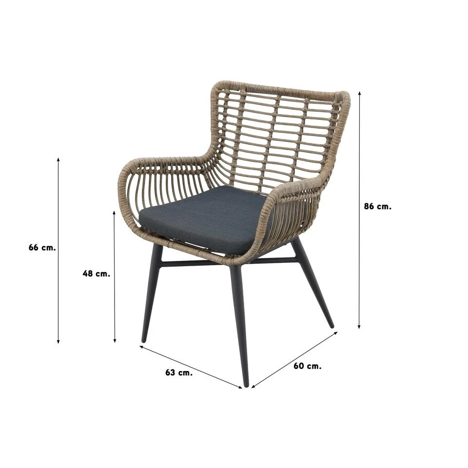 VDG Jasmine Dining Tuinstoel - Natural 4 VDG Jasmine Dining Tuinstoel - Natural - Afbeelding 2