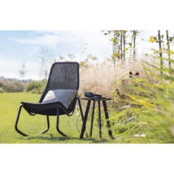 WOOOD Schommelstoel Buiten Tom - Rattan - Zwart - 97x51x95 -Tuinmeubels Winkel 1000033983 0103