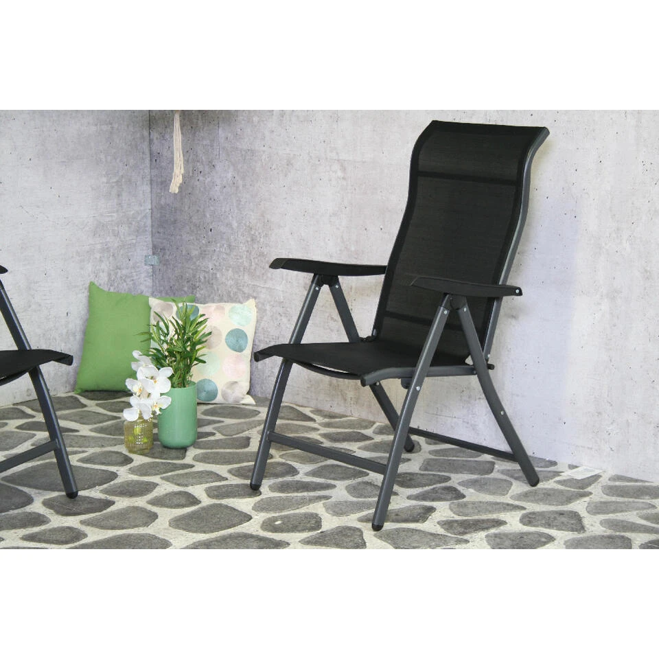 SenS-Line Sardinië Verstelbare Tuinstoel - Zwart 4 SenS-Line Sardinië Verstelbare Tuinstoel - Zwart - Afbeelding 2