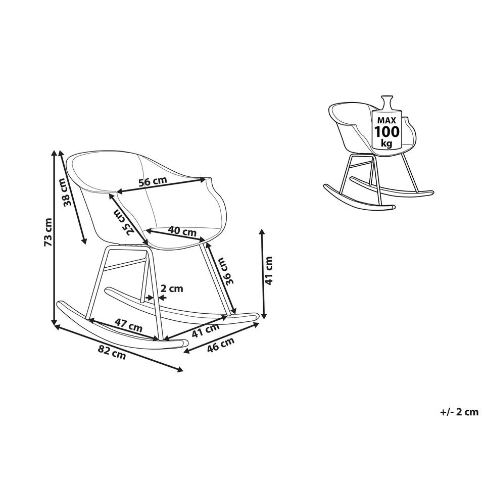 Beliani Schommelstoel HARMONY - Geel Polypropyleen 5 Beliani Schommelstoel HARMONY - Geel Polypropyleen - Afbeelding 3