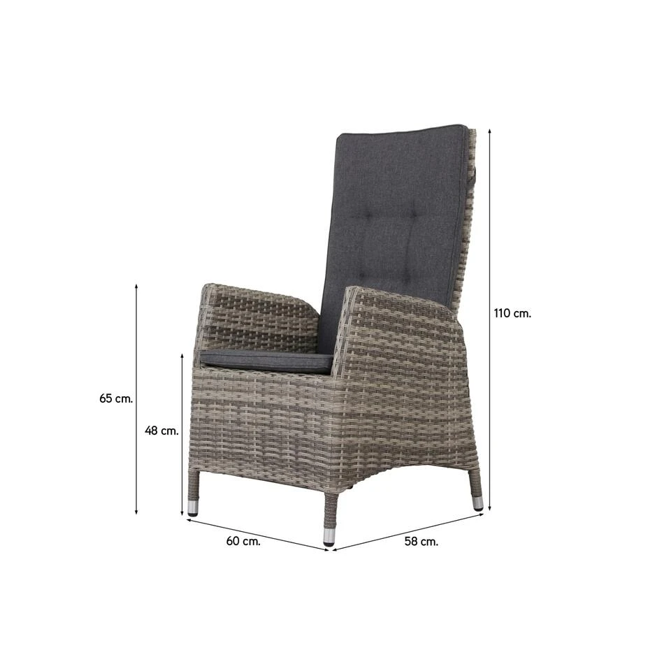 VDG Manhattan Wicker Verstelbare Tuinstoel - Dubbel Light Grey 4 VDG Manhattan Wicker Verstelbare Tuinstoel - Dubbel Light Grey - Afbeelding 2