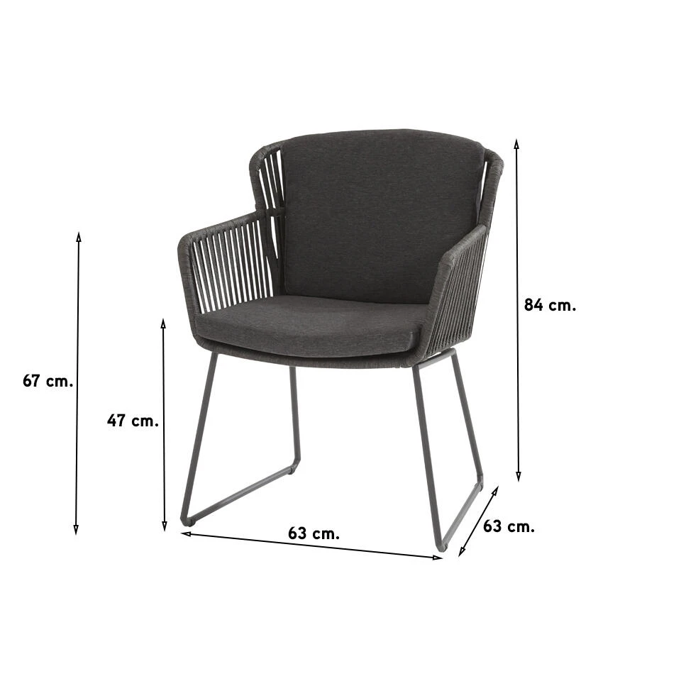 Taste Vitali Dining Tuinstoel - Antraciet 4 Taste Vitali Dining Tuinstoel - Antraciet - Afbeelding 2