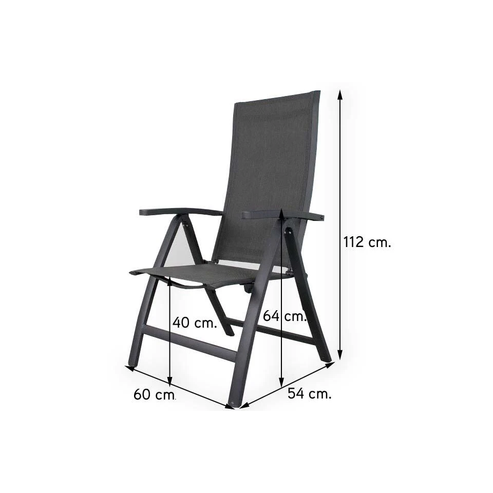 VDG Corsica Verstelbare Tuinstoel - Antraciet 4 VDG Corsica Verstelbare Tuinstoel - Antraciet - Afbeelding 2