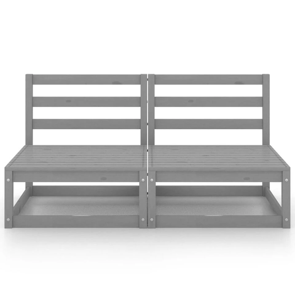 VidaXL Tuinbank 2-zits Massief Grenenhout Grijs 5 VidaXL Tuinbank 2-zits Massief Grenenhout Grijs - Afbeelding 3