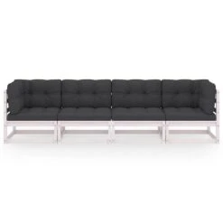 VidaXL Tuinbank 4-zits Met Kussens Massief Grenenhout -Tuinmeubels Winkel 1000048431 0102