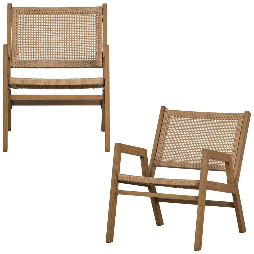 WOOOD Pem Fauteuil Outdoor - Aluminium - Naturel - Set Van 2 3 WOOOD Pem Fauteuil Outdoor - Aluminium - Naturel - Set Van 2