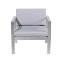 Beliani Tuinstoel SALERNO - Grijs Aluminium -Tuinmeubels Winkel 1000050344 0103