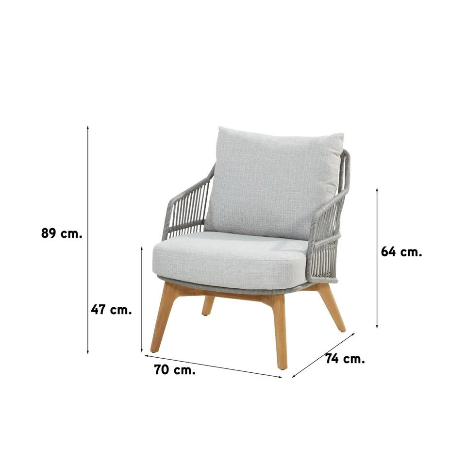 4 Seasons Sempre Loungestoel + Voetenbank - Teak/Silver Grey 5 4 Seasons Sempre Loungestoel + Voetenbank - Teak/Silver Grey - Afbeelding 3