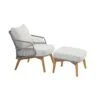 4 Seasons Sempre Loungestoel + Voetenbank - Teak/Silver Grey