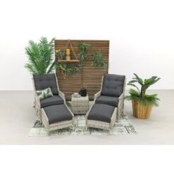 VDG Pacific Verstelbare Loungestoelen + Bijzettafeltje - Vanilla -Tuinmeubels Winkel 1000053069 0101