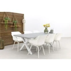 VDG Verona Betonlook Tuintafel 220 X 100 Cm. - White -Tuinmeubels Winkel 1000053241 0103