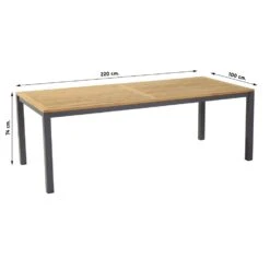 Hartman Sonata Tuintafel Teak – Antraciet 220 X 100 Cm -Tuinmeubels Winkel 1000053244 0101
