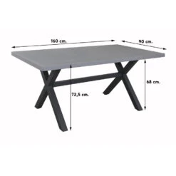 VDG Verona Betonlook Tuintafel 160 X 90 Cm. - Antraciet -Tuinmeubels Winkel 1000053264 0101