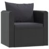 VidaXL Fauteuil Met Kussens Poly Rattan Zwart 2 VidaXL Fauteuil Met Kussens Poly Rattan Zwart -Tuinmeubels Winkel 1000054602