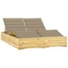 VidaXL Ligbed Tweepersoons Met Beige Kussens Geïmpregneerd Grenenhout -Tuinmeubels Winkel 1000056380