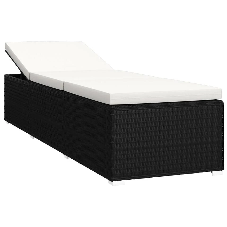 VidaXL 3-delige Ligbeddenset Met Theetafel Poly Rattan Zwart 6 VidaXL 3-delige Ligbeddenset Met Theetafel Poly Rattan Zwart - Afbeelding 4