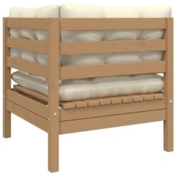 VidaXL Tuinbank 2-zits Met Crèmekleurige Kussens Massief Grenenhout -Tuinmeubels Winkel 1000056405 0103