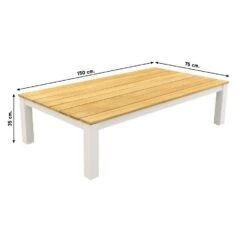 VDG Mindo Loungetafel 150x75 Cm. - Alu/Teak - White -Tuinmeubels Winkel 1000061075 0101