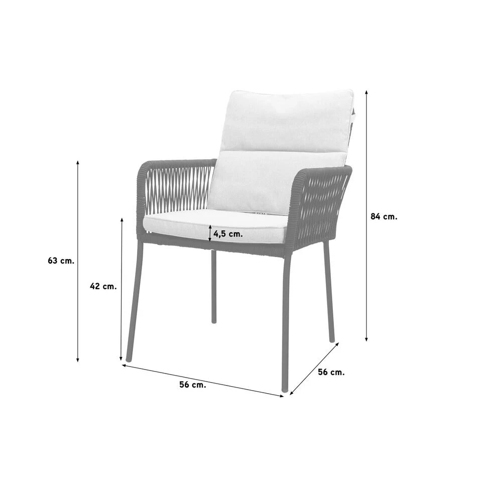 Teresa Dining Rope Tuinstoel - Yellow 4 Teresa Dining Rope Tuinstoel - Yellow - Afbeelding 2