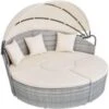 Tectake - Ligbed Zonne-eiland-tuinset- Aluminium/wicker - Lichtgrijs -Tuinmeubels Winkel 1000077820