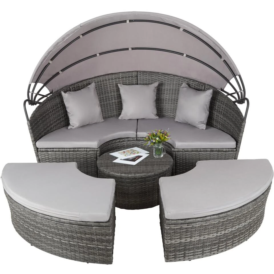 Tectake - Aluminium Wicker Ligbed - Grijs 5 Tectake - Aluminium Wicker Ligbed - Grijs - Afbeelding 3