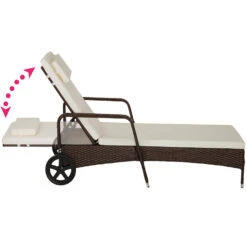 Tectake - Wicker Ligbed Cassis Zonnebed Ligstoel – Bruin/donkerbruin -Tuinmeubels Winkel 1000077839 0102