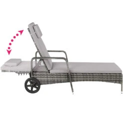 Tectake - Wicker Ligbed Cassis Ligstoel Zonnebed - Grijs -Tuinmeubels Winkel 1000077840 0102