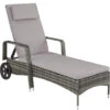 Tectake - Wicker Ligbed Cassis Ligstoel Zonnebed - Grijs -Tuinmeubels Winkel 1000077840