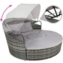Tectake - Wicker Zonne-eiland Santorini - Grijs -Tuinmeubels Winkel 1000077875 0103