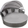 Tectake - Wicker Zonne-eiland Santorini - Grijs -Tuinmeubels Winkel 1000077875
