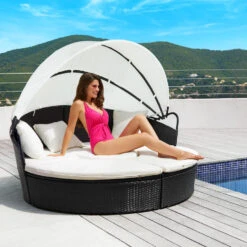 Tectake - Wicker Zonne-eiland Santorini - Diverse Kleuren - Zwart / Grijs 7 Tectake - Wicker Zonne-eiland Santorini - Diverse Kleuren - Zwart / Grijs -Tuinmeubels Winkel 1000077890 0101