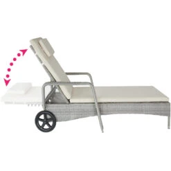 Tectake - Wicker Ligbed Lichtgrijs -Tuinmeubels Winkel 1000077969 0102