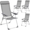 Tectake - Kampeerstoelen - Campingstoel - Tuinstoel - Set Van 4 - Grijs