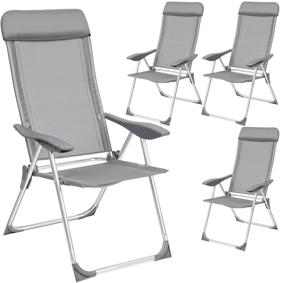 Tectake - Kampeerstoelen - Campingstoel - Tuinstoel - Set Van 4 - Grijs 3 Tectake - Kampeerstoelen - Campingstoel - Tuinstoel - Set Van 4 - Grijs