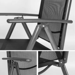 Tectake - Aluminium Tuinstoel / Tuin Stoel Antraciet - Zwart -Tuinmeubels Winkel 1000078044 0103