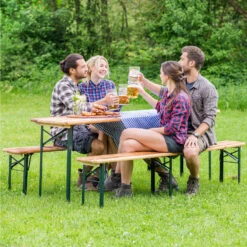 Tectake - Biertafel Met Banken, Campingtafel, Opklapbaar -Tuinmeubels Winkel 1000078062 0101